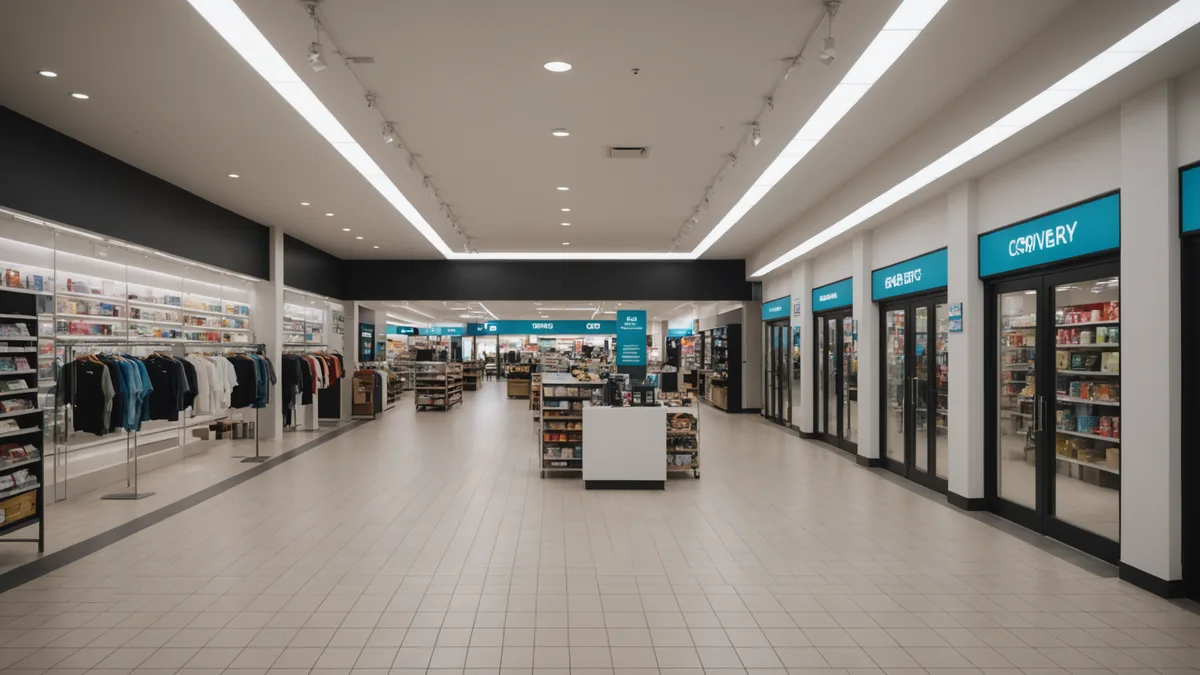 Store aisle showing camera coverage for loss prevention beyond EAS security tags