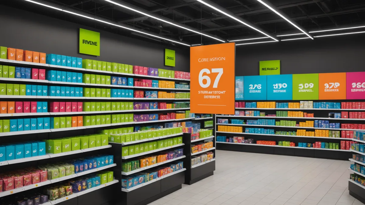 Promotional shelf display illustrating planogram compliance drift during a campaign